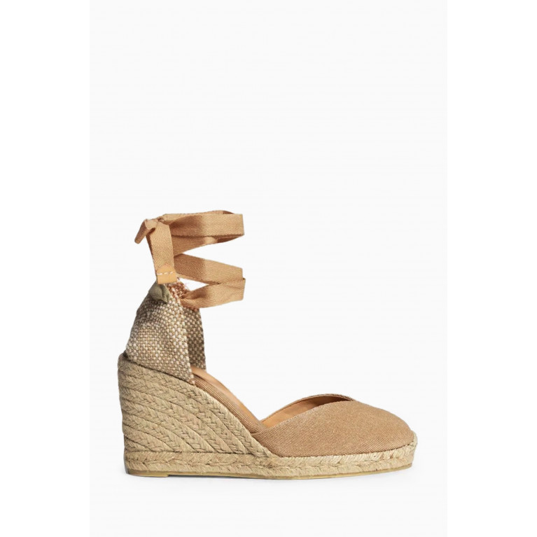 Castaner - Chiara 110 Lace-up Espadrille Wedges in Canvas Brown
