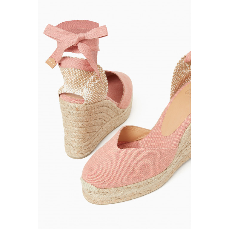 Castaner - Chiara 110 Lace-up Espadrille Wedges in Canvas Pink
