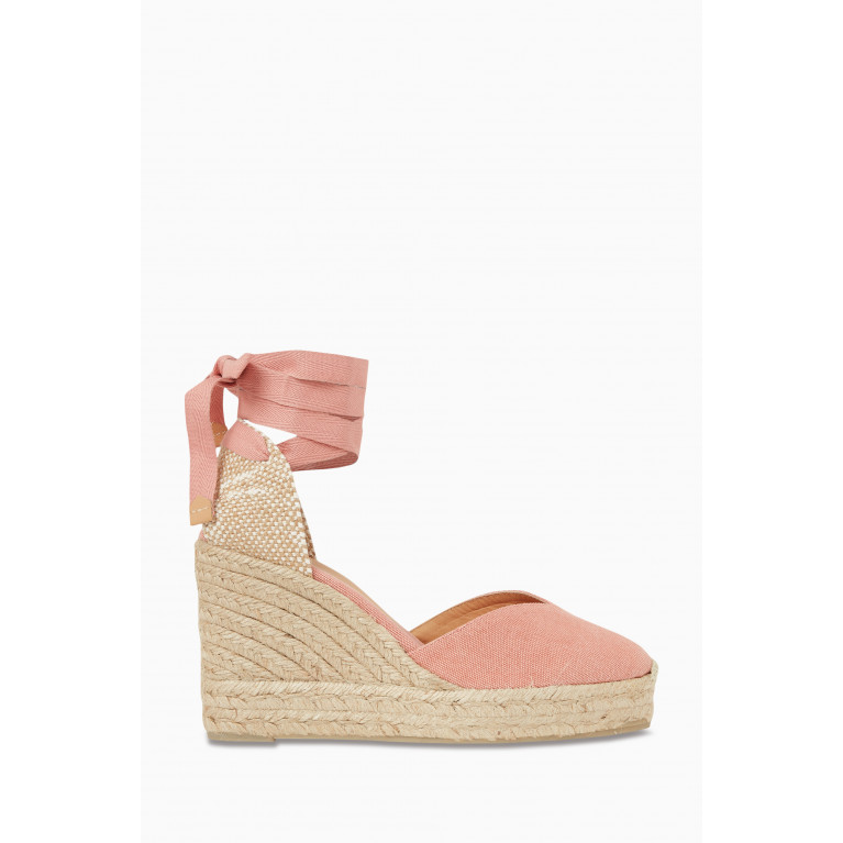Castaner - Chiara 110 Lace-up Espadrille Wedges in Canvas Pink
