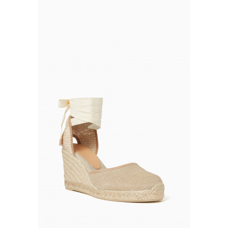 Castaner - Carina 90 Lace-up Espadrille Wedges in Linen