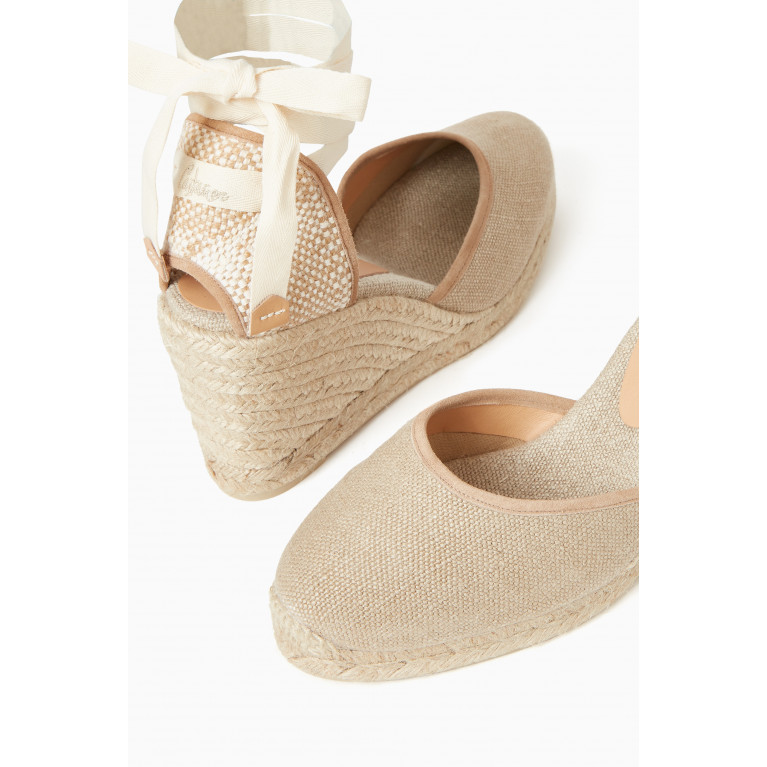 Castaner - Carina 90 Lace-up Espadrille Wedges in Linen