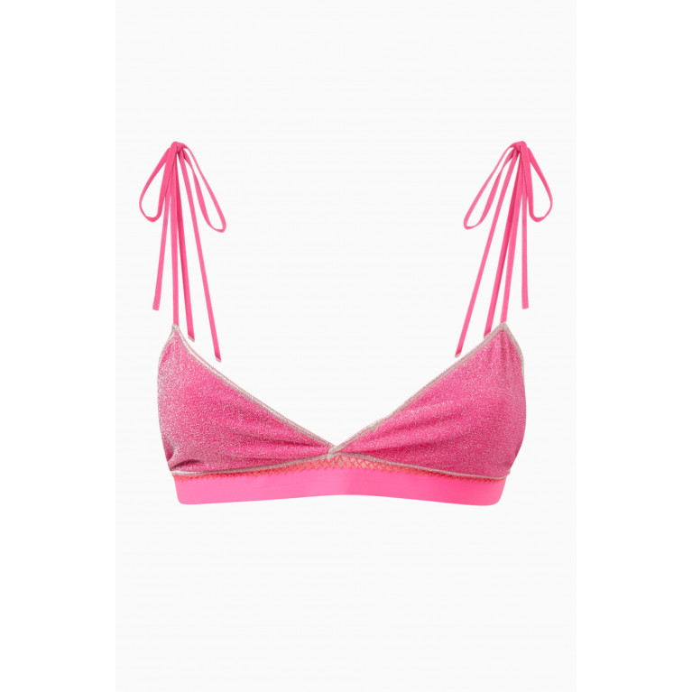 Benedetta Bruzziches - Iced Rose Self-tie Bikini Top in Shiny Lycra