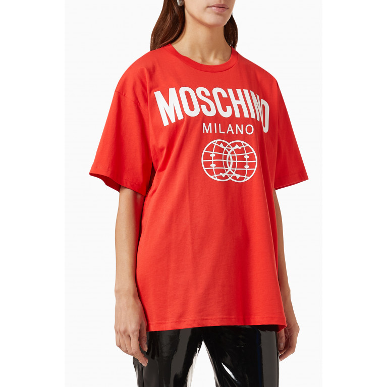 Moschino - Logo-print T-shirt in Cotton-jersey Red