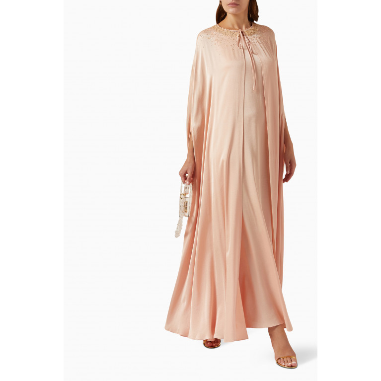 Amal Al Raisi - Embellished Cape Kaftan & Dress Set in Viscose