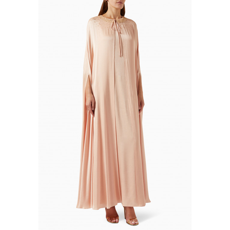 Amal Al Raisi - Embellished Cape Kaftan & Dress Set in Viscose