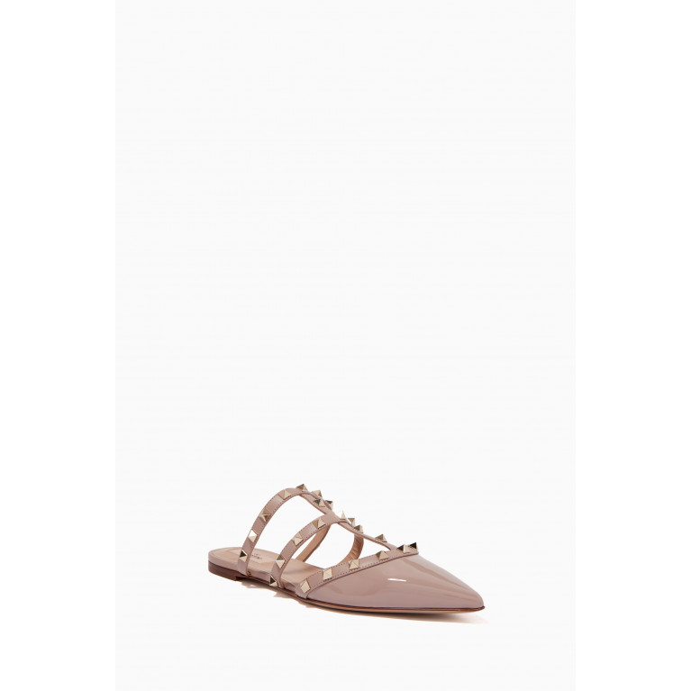 Valentino - Rockstud Flat Mules in Patent Leather