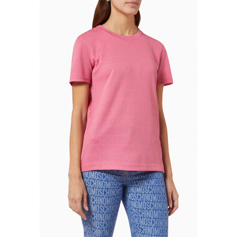 Moschino - All-over Logo T-shirt in Jersey Pink