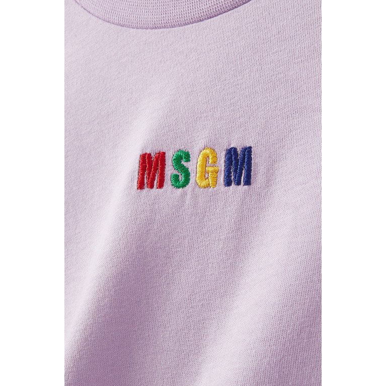 MSGM - Logo Embroidered T-shirt in Cotton Purple
