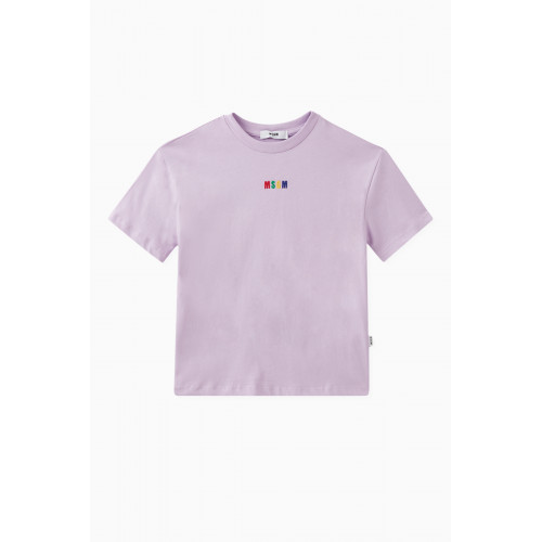 MSGM - Logo Embroidered T-shirt in Cotton Purple