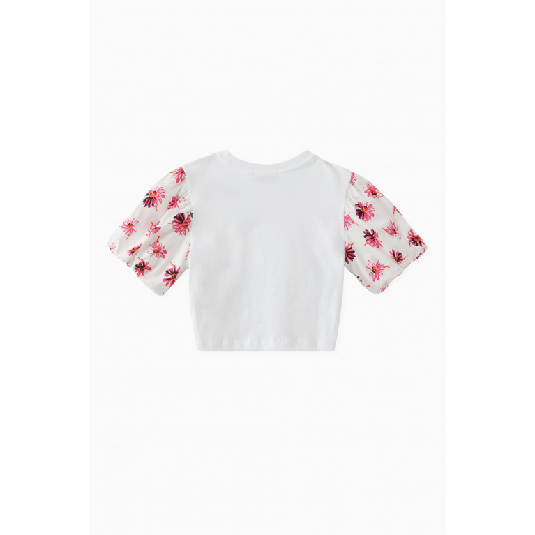 MSGM - Floral Sleeves T-shirt in Cotton Poplin