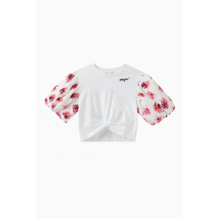 MSGM - Floral Sleeves T-shirt in Cotton Poplin
