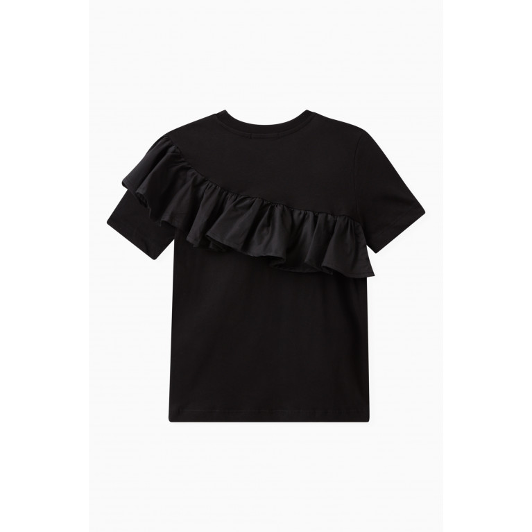 MSGM - Frilled Logo T-shirt in Cotton Black
