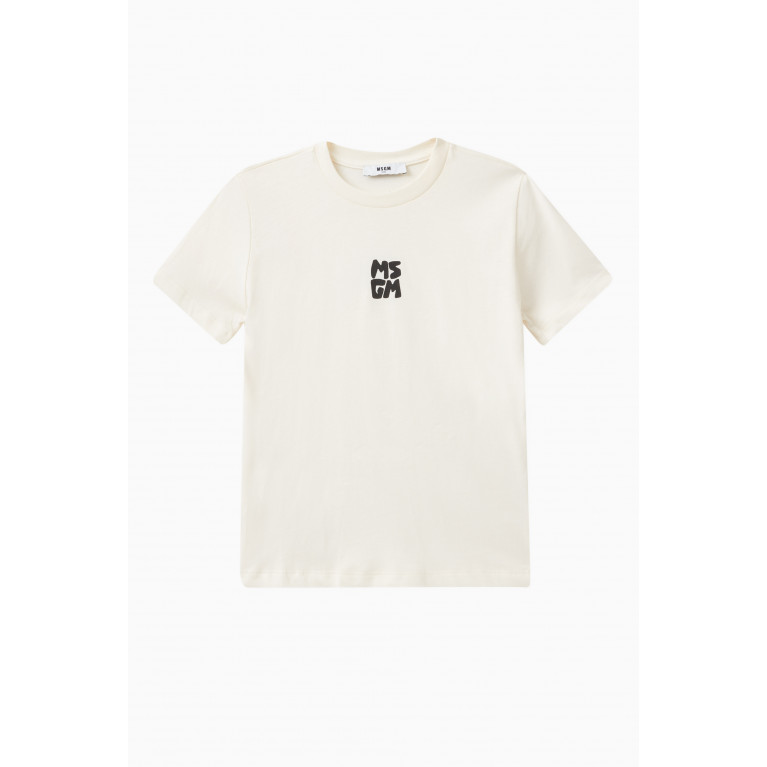 MSGM - Logo T-shirt in Cotton Jersey Neutral