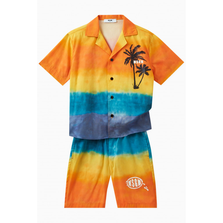 MSGM - Ombre Tie-dye print Bermuda Shorts in Cotton