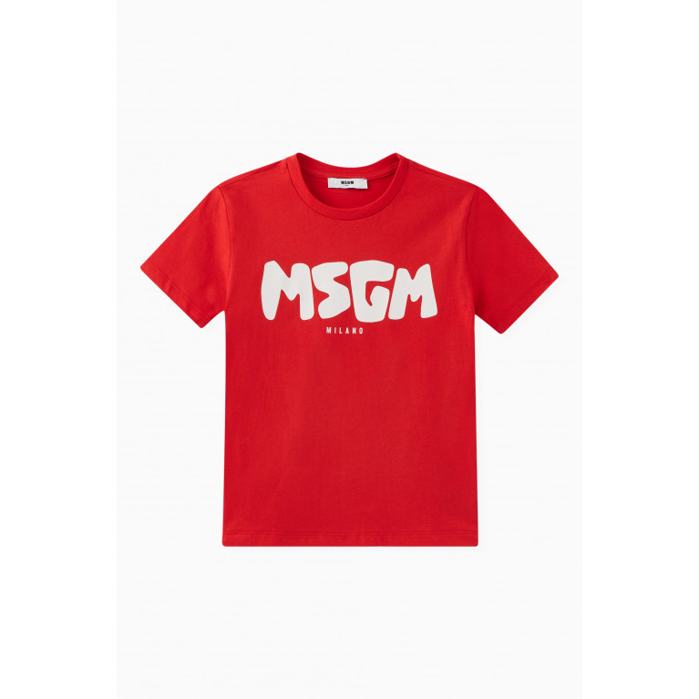 MSGM - Logo T-shirt in Cotton Red