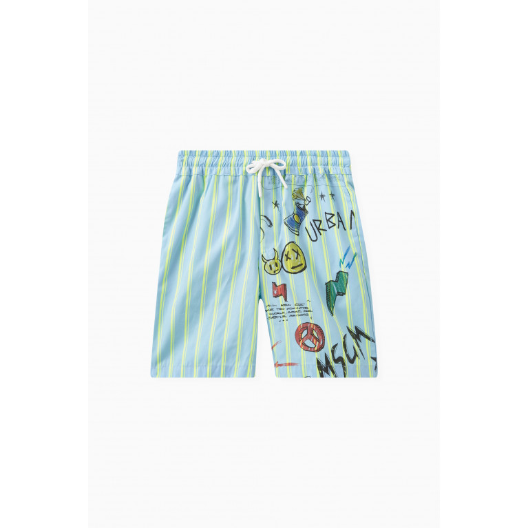 MSGM - Striped Graphic-print Bermuda Shorts in Cotton