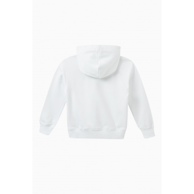 MSGM - Emoji & Box Logo Print Hoodie in Cotton Fleece