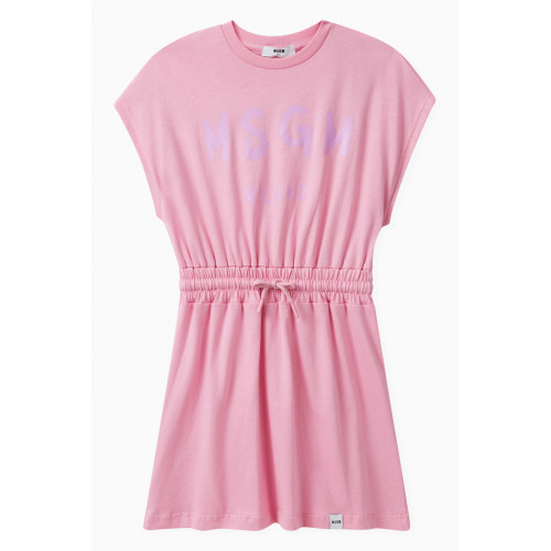 MSGM - Logo T-shirt Dress in Cotton Pink