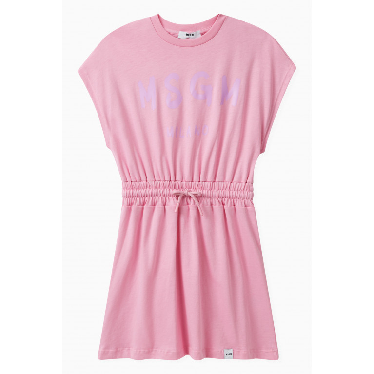 MSGM - Logo T-shirt Dress in Cotton Pink