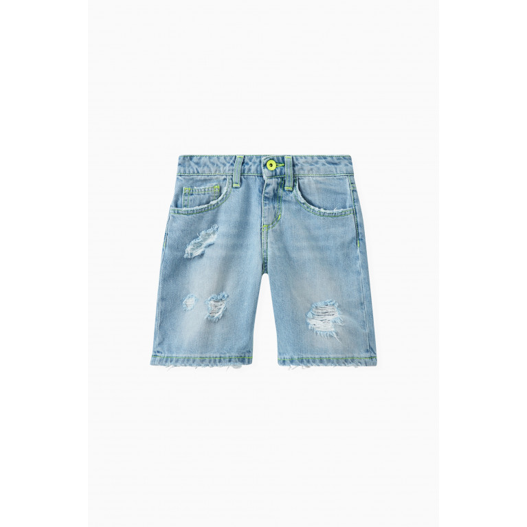MSGM - Ripped-effect Denim Shorts in Cotton