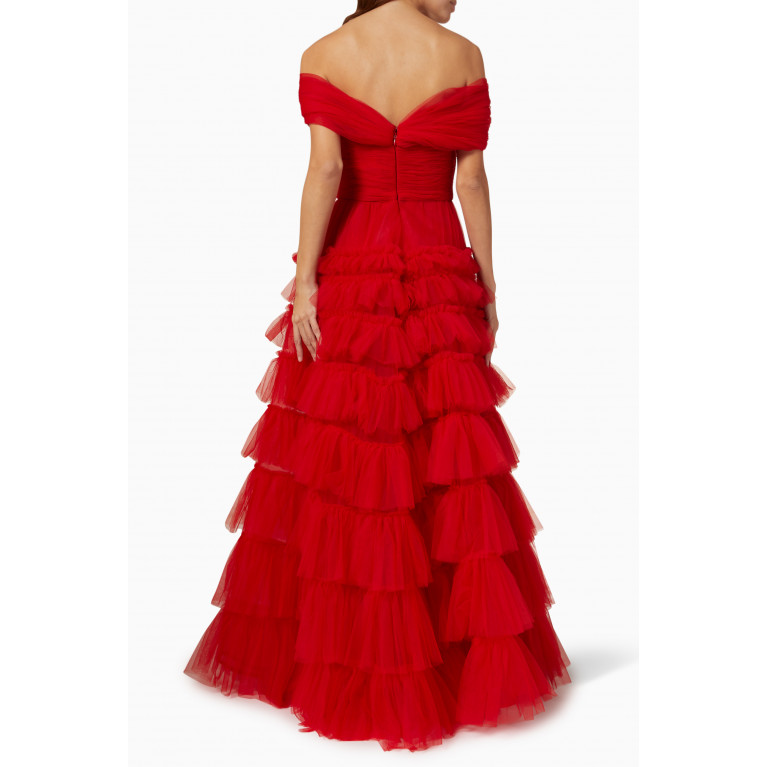 Vione - Vionette Ruffled Gown Red