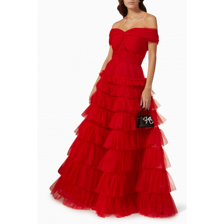 Vione - Vionette Ruffled Gown Red