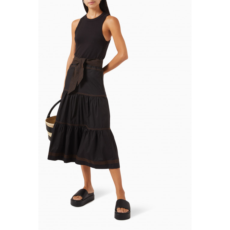 Veronica Beard - Austyn Tiered Midi Dress in Stretch-cotton
