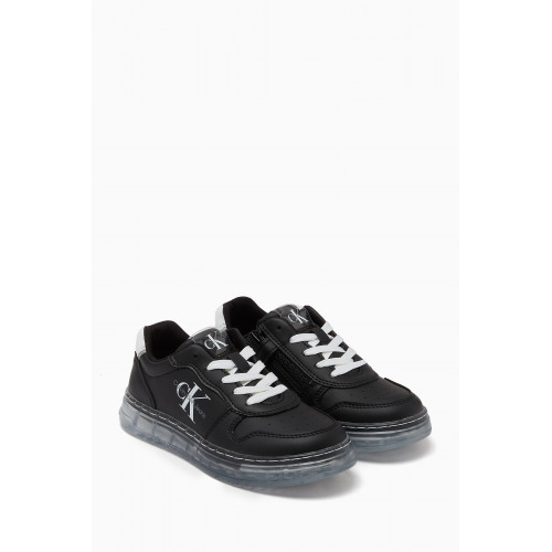 Calvin Klein - Logo Lace-up Sneakers in Leather Black