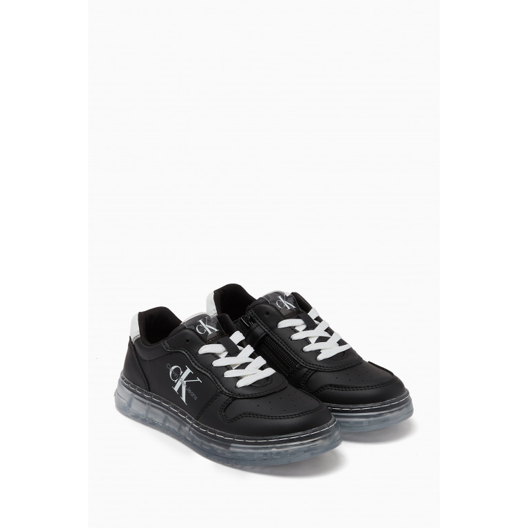 Calvin Klein - Logo Lace-up Sneakers in Leather Black