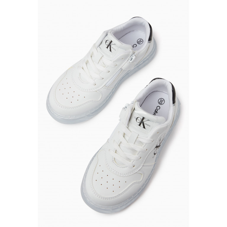Calvin Klein - Logo Lace-up Sneakers in Leather White