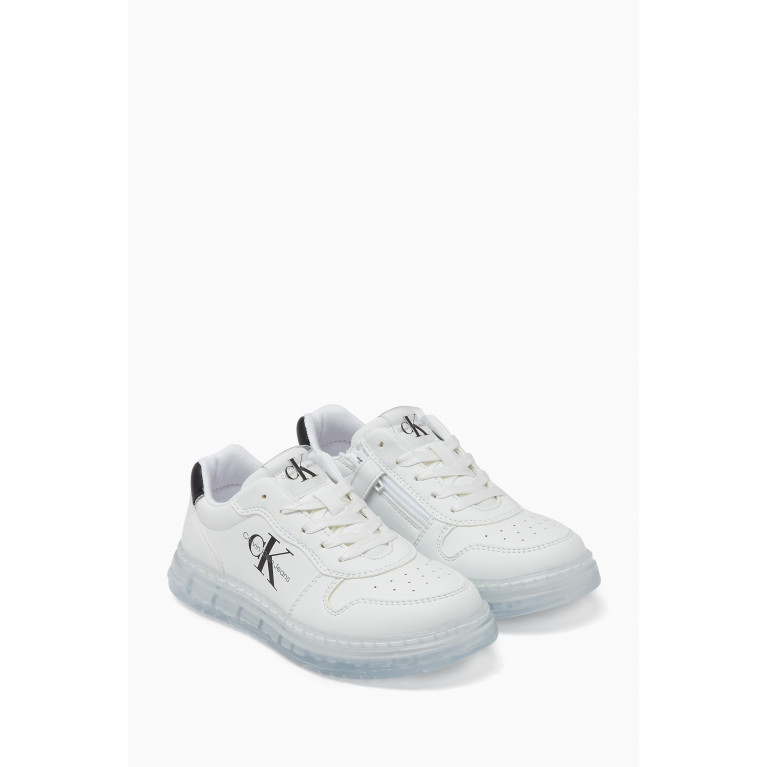 Calvin Klein - Logo Lace-up Sneakers in Leather White