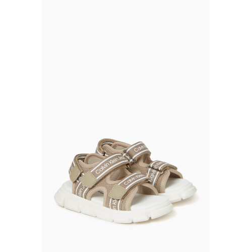 Calvin Klein - Andy Velcro Strap Sandals in Fabric Neutral