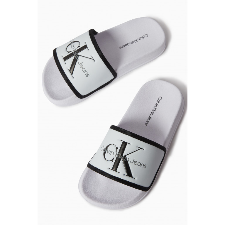 Calvin Klein - Logo Pool Slides in EVA White