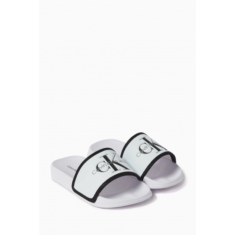 Calvin Klein - Logo Pool Slides in EVA White