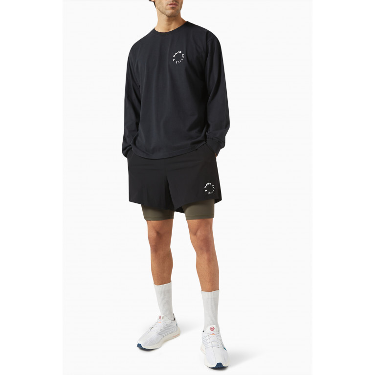 7 DAYS ACTIVE - Long-sleeve Oversized T-shirt in Organic Cotton-jersey Black
