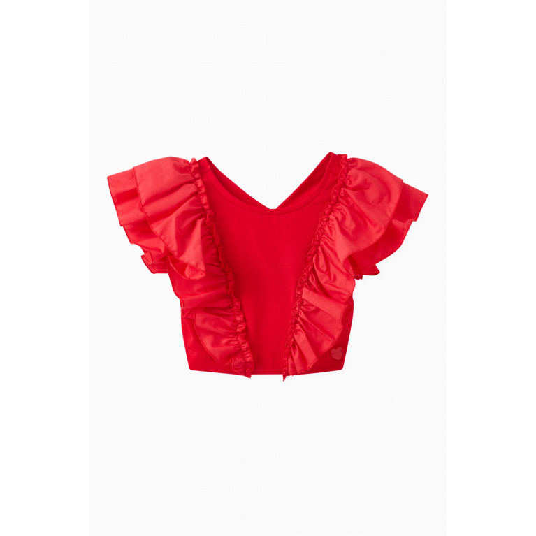 Monnalisa - Cropped Frill Top in Cotton