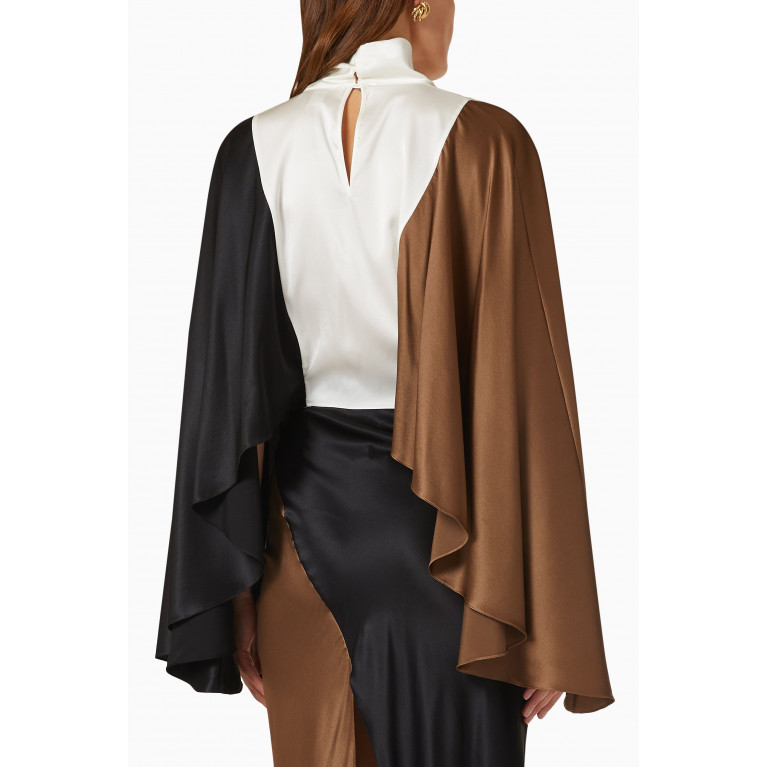 Matériel - Draped Cape-sleeved Top in Satin