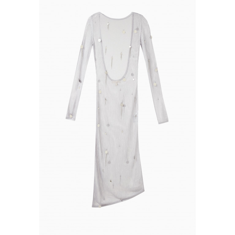 Matériel - Sheer Embellished Midi Dress in Mesh