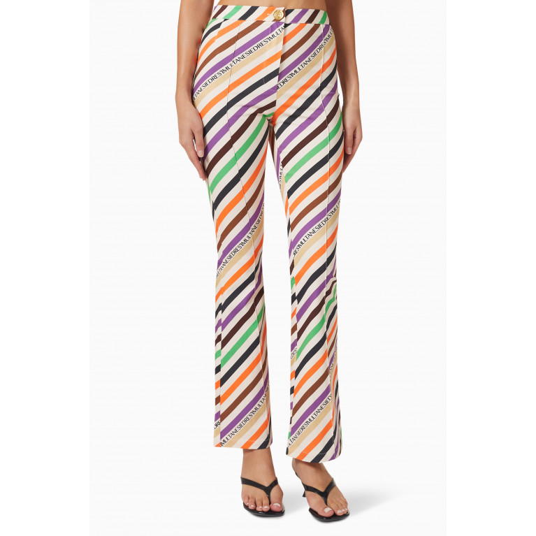 SIEDRES - Isla Diagonal Stripe Flared Pants in Stretch-cotton