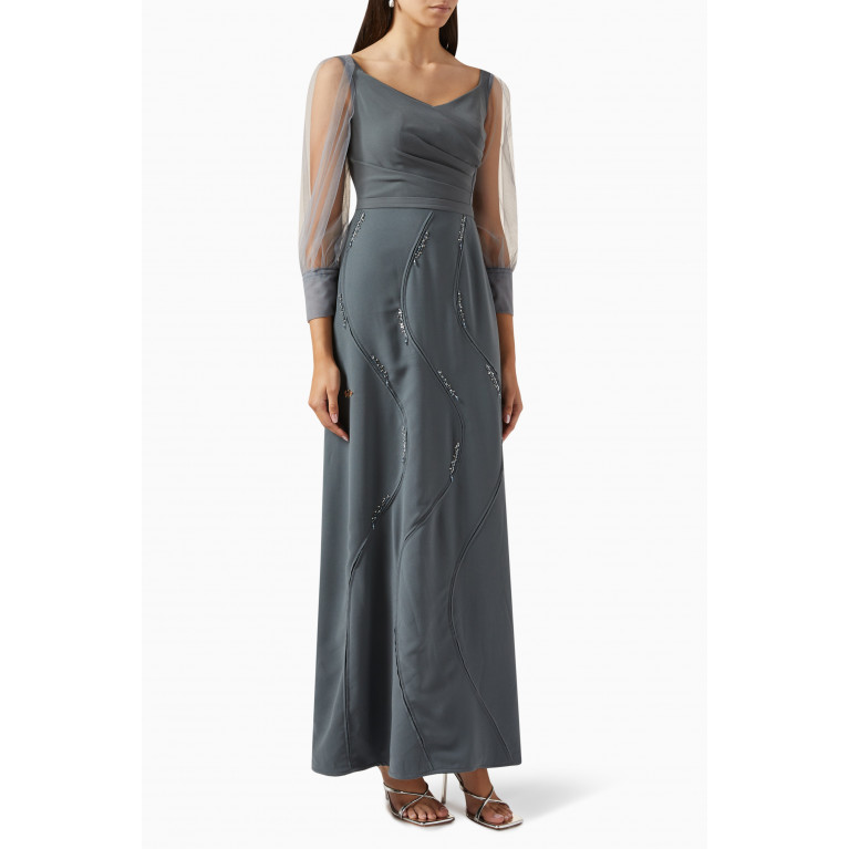 Suzy Matar - Embellished Maxi Dress in Crepe