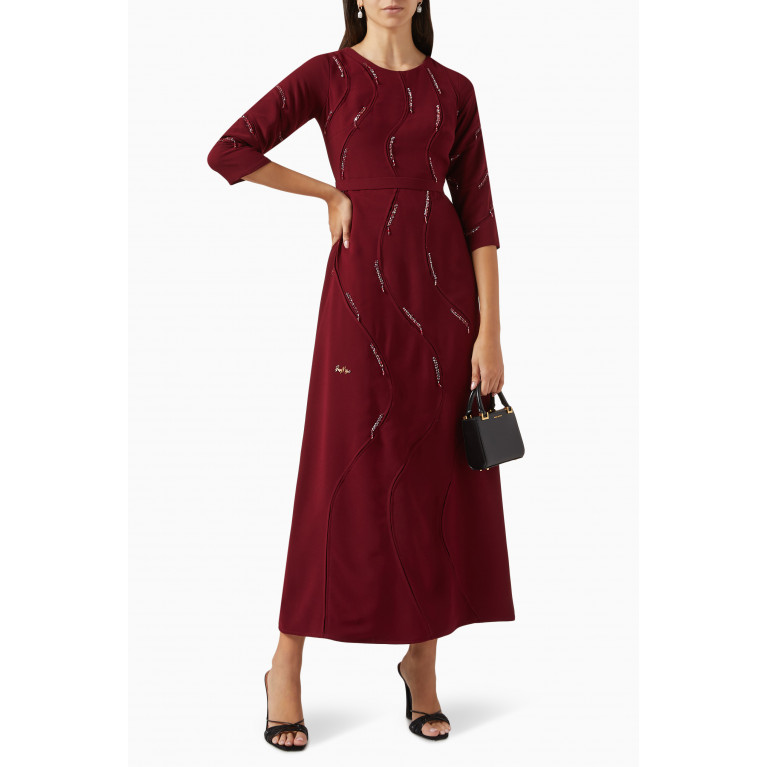 Suzy Matar - Embellished Round-neck Maxi Dress in Crepe