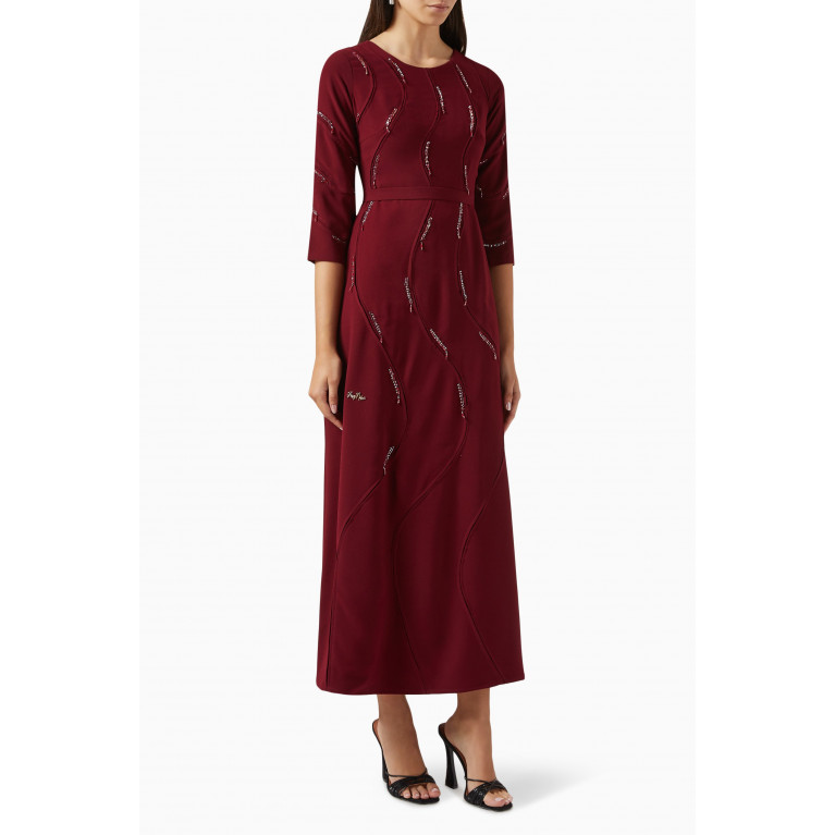 Suzy Matar - Embellished Round-neck Maxi Dress in Crepe