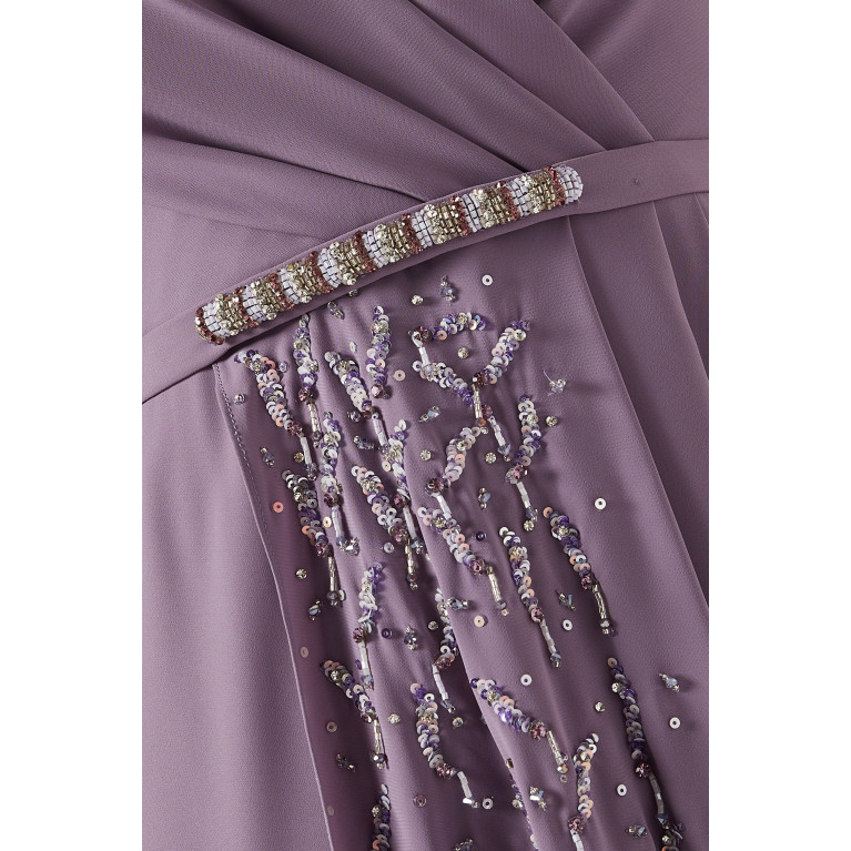 Suzy Matar - Draped Embellished Maxi Dress in Chiffon
