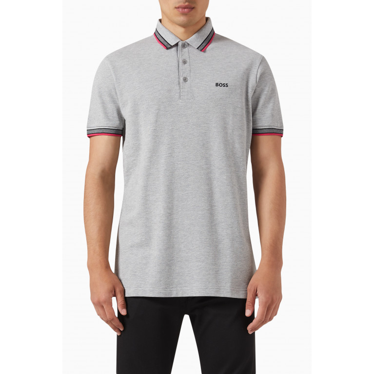 Boss - Curved Logo Polo Shirt in Organic Cotton