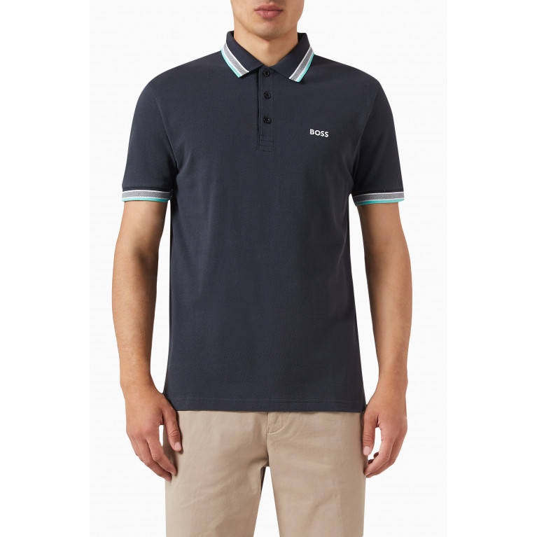 Boss - Curved Logo Polo Shirt in Organic Cotton