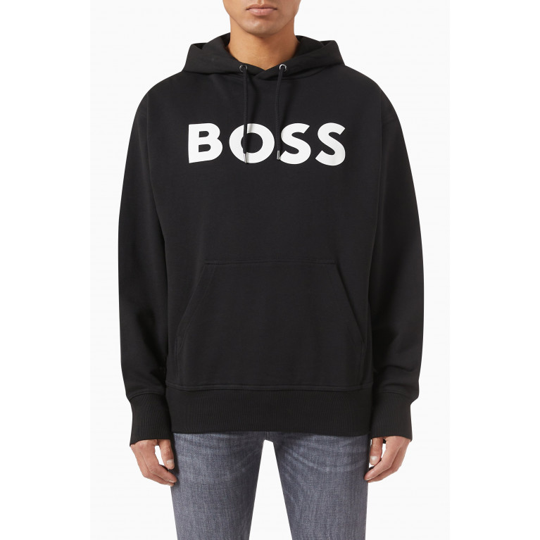 Boss - Logo Hoodie in Cotton Terry