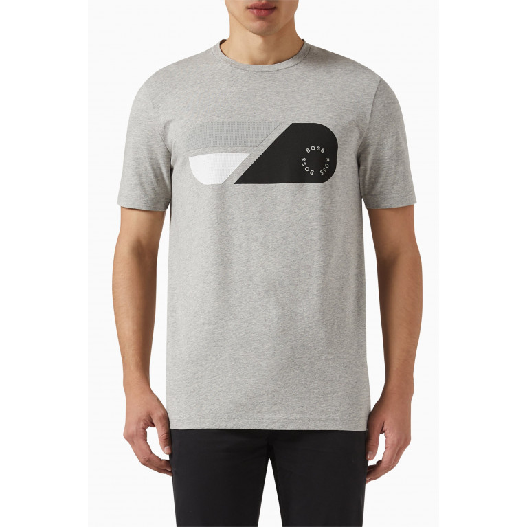 Boss - Graphic Logo Print T-shirt in Cotton Stretch