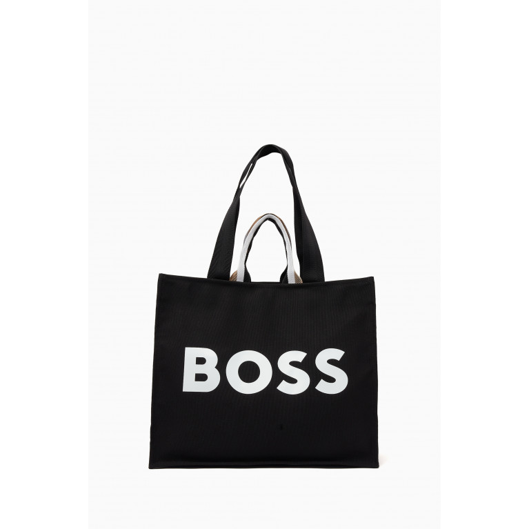 Boss - Structured Logo Tote Bag in Canvas