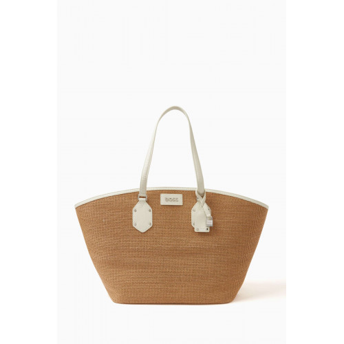 Boss - Ivy Top Handle Tote Bag in Raffia & Leather