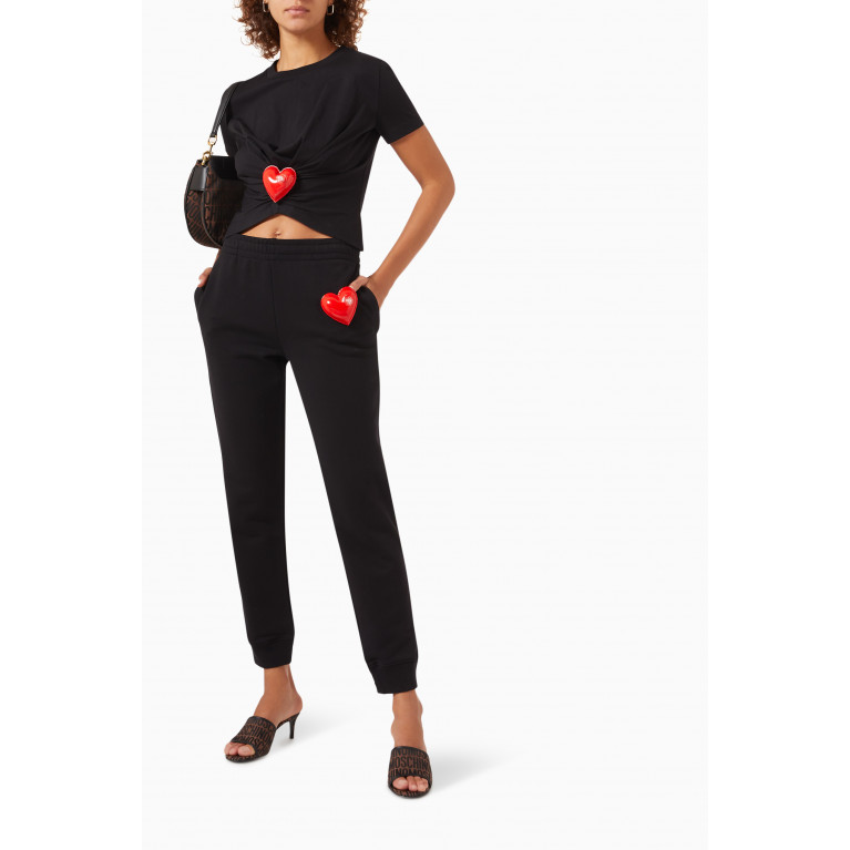 Moschino - Inflatable Heart Crop T-shirt in Jersey Black
